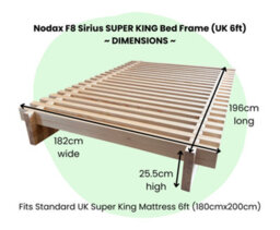 Nodax Extra Strong Super King Bed Frame, Sirius F8, Solid Pine Wood, Sturdy Slats & Extra Support, 6Ft, Natural Finish - thumbnail 3