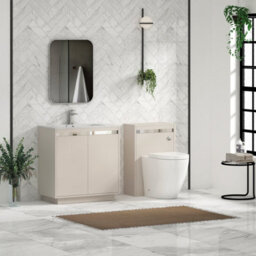Royal Bathrooms Orion 800mm Warm Taupe 2 Door Floor Standing Bathroom Vanity Unit With Carrara White Basin & Chrome Accent Trim - thumbnail 3