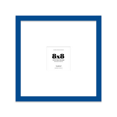 "8X8"" Blue Picture Frame - 8X8"" Square Frame With 4X4"" Mount For 8X8""/4X4"" Pictures Art Deco Style Room Decor, 1 Pack" - image 1