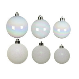 Decoris 2 X 30 White Iridescent Christmas Baubles Shatterproof Tree Decor Glitter Shiny Iris - thumbnail 2