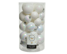 Decoris 2 X 30 White Iridescent Christmas Baubles Shatterproof Tree Decor Glitter Shiny Iris - thumbnail 4