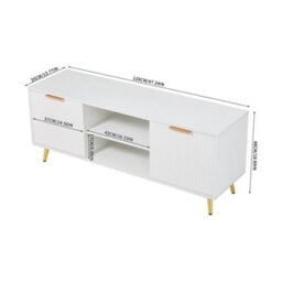 Modern Tv Stand Cabinet With Storage 2 Open Shelves For Living Room - White - thumbnail 2