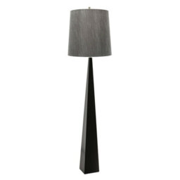 Modern Dark Grey Floor Lamp With Faux Silk Shade And Led Bulb