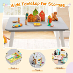 Gainoom Kids Grey Table And Chairs Set Multi-Purpose Children's Furniture Set - thumbnail 7
