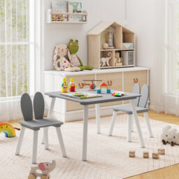Gainoom Kids Grey Table And Chairs Set Multi-Purpose Children's Furniture Set - thumbnail 5