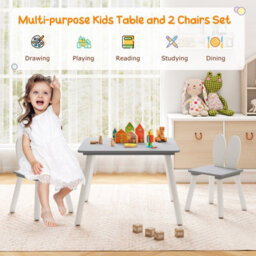 Gainoom Kids Grey Table And Chairs Set Multi-Purpose Children's Furniture Set - thumbnail 6