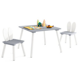 Gainoom Kids Grey Table And Chairs Set Multi-Purpose Children's Furniture Set - thumbnail 1