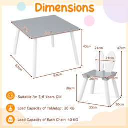 Gainoom Kids Grey Table And Chairs Set Multi-Purpose Children's Furniture Set - thumbnail 2