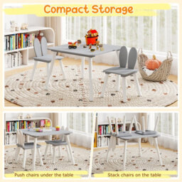 Gainoom Kids Grey Table And Chairs Set Multi-Purpose Children's Furniture Set - thumbnail 9