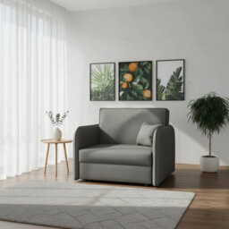 Viva Loft I Armchair With Sleep Function Storage Container Chipboard Wood Frame Metal Legs 95Cm Width Grey - thumbnail 2