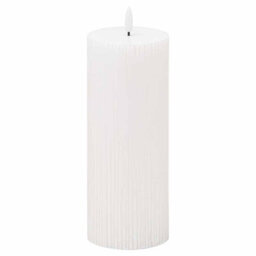 Hill Interiors Luxe Collection Natural Glow 3X8 Textured Ribbed Led Candle - thumbnail 2