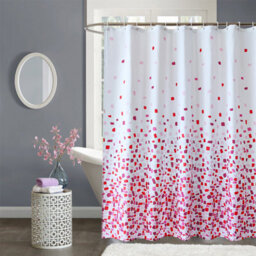 Neel Blue Bathroom Shower Curtain Polyester Mould & Mildew With 12 Curtain Hook Water-Resistant Bath Curtain 180 X 180Cm