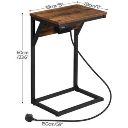 C Shaped Side Table Sofa End Table With Charging Station - thumbnail 2