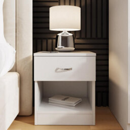 Fwstyle Pair Of 1 Drawer Open Shelf White Nightstands - thumbnail 2