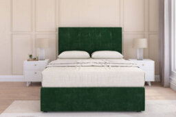 "Sloomy Highbury Emerald Plush Divan Bed Base No Drawers - 26"" Strutted Headboard 4'6 Double"