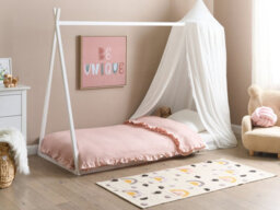 Beliani Kids Bed Teepee Pine Wood Saurat 90 X 200 Cm (Eu Single) White - thumbnail 2