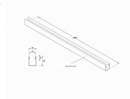 Ilcom Shower Profile Glass Fixing Lm In Gloss Black Stainless Steel 11mm X 2700mm - thumbnail 4