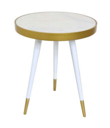 Aspect Furniture Gallieni Round Genuine Marble End Table,white - thumbnail 2