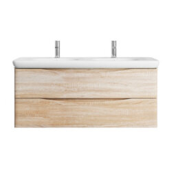 Plum&clay Eden Light Oak Wall Hung Vanity Unit With Round Resin Basin (W)1240mm - thumbnail 2