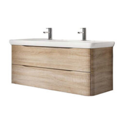 Plum&clay Eden Light Oak Wall Hung Vanity Unit With Round Resin Basin (W)1240mm