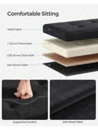 LEDREM Storage Ottoman, Foldable Small Ottoman Foot Rest, 38 X 110 X 38 Cm, Cube Ottoman With Storage, Load Up To 300 Kg - thumbnail 3