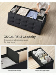 LEDREM Storage Ottoman, Foldable Small Ottoman Foot Rest, 38 X 110 X 38 Cm, Cube Ottoman With Storage, Load Up To 300 Kg - thumbnail 4