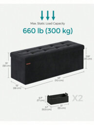 LEDREM Storage Ottoman, Foldable Small Ottoman Foot Rest, 38 X 110 X 38 Cm, Cube Ottoman With Storage, Load Up To 300 Kg - thumbnail 5