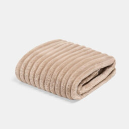 Ohs Faux Fur Ribbed Fleece Throw Over Bed Blanket Winter Warm Supersoft, Mink - 125 X 150Cm - thumbnail 3