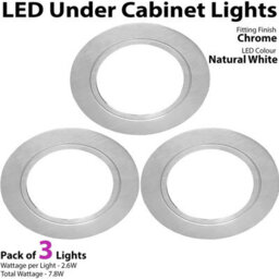 3 Pack Chrome Round Flush Under Cabinet Kitchen Lights With Driver - Natural White Led - thumbnail 3