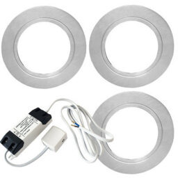 3 Pack Chrome Round Flush Under Cabinet Kitchen Lights With Driver - Natural White Led