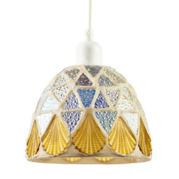 Happy Homewares Dome Shaped Pendant Ceiling Light Shade With Structured Mosaic Glass - thumbnail 1