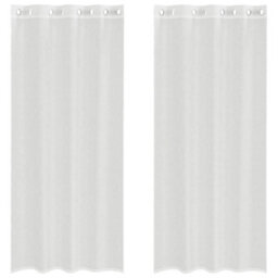 Berkfield Voile Curtains With Grommets 2 Pcs White - thumbnail 2