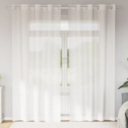 Berkfield Voile Curtains With Grommets 2 Pcs White - thumbnail 1