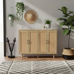 4 Door Farmhouse Storage Cabinet Kitchen Living Room Cupboard - thumbnail 7