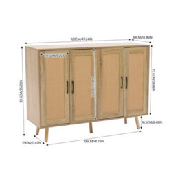 4 Door Farmhouse Storage Cabinet Kitchen Living Room Cupboard - thumbnail 3