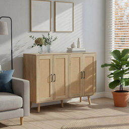 4 Door Farmhouse Storage Cabinet Kitchen Living Room Cupboard - thumbnail 6