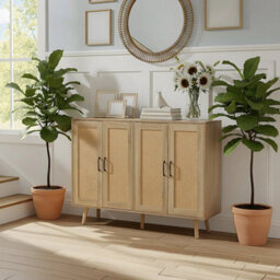 4 Door Farmhouse Storage Cabinet Kitchen Living Room Cupboard - thumbnail 5