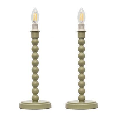 First Choice Lighting Set Of 2 Bobbin - Sage Green Table Lamp Bases - image 1