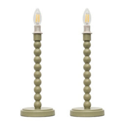First Choice Lighting Set Of 2 Bobbin - Sage Green Table Lamp Bases - thumbnail 9