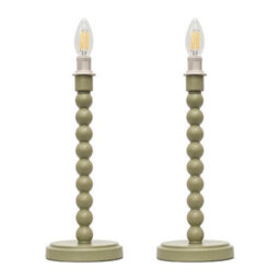 First Choice Lighting Set Of 2 Bobbin - Sage Green Table Lamp Bases - thumbnail 1