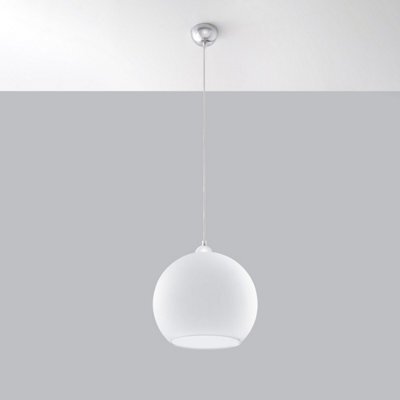Sollux Lighting Ball Glass & Steel White 1 Light Classic Pendant Ceiling Light - image 1