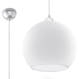 Sollux Lighting Ball Glass & Steel White 1 Light Classic Pendant Ceiling Light - thumbnail 3