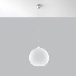 Sollux Lighting Ball Glass & Steel White 1 Light Classic Pendant Ceiling Light - thumbnail 1