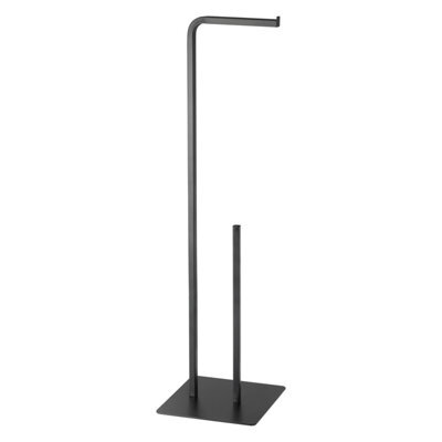 GoodHome Elland Matt Black Freestanding Toilet Roll Holder Stand (H)700mm (W)190mm - image 1