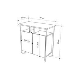 Fwstyle Cornea 2 Door Open Shelf Sage Green Sideboard Storage Unit (H) 80 (W) 80 (D) 40Cm - thumbnail 6