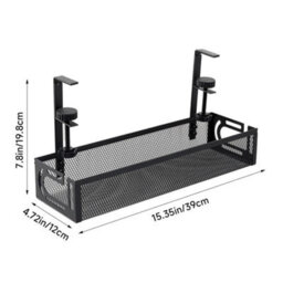 Under Desk Cable Management Tray Wire Organizer Power Strip Holder Storage Rack Black - thumbnail 2
