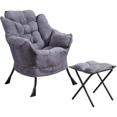 Versatile Dark Grey Armchair With Footstool - image 1