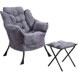 Versatile Dark Grey Armchair With Footstool - thumbnail 1