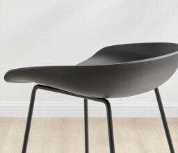 Furniturebox Set Of 2 Harper Black Scandinavian Inspired Molded Plastic Counter Stools With Black Metal Legs - thumbnail 4