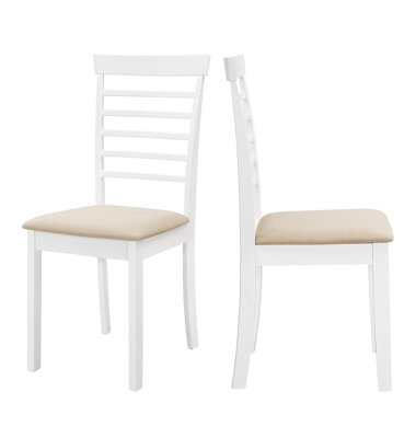 Hallowood Furniture Ledbury Wooden Chair With Fabric Seat Pad In White Painted Finish (Pair) - image 1